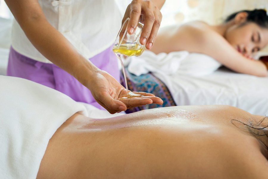 Guest resting face down on a massage table